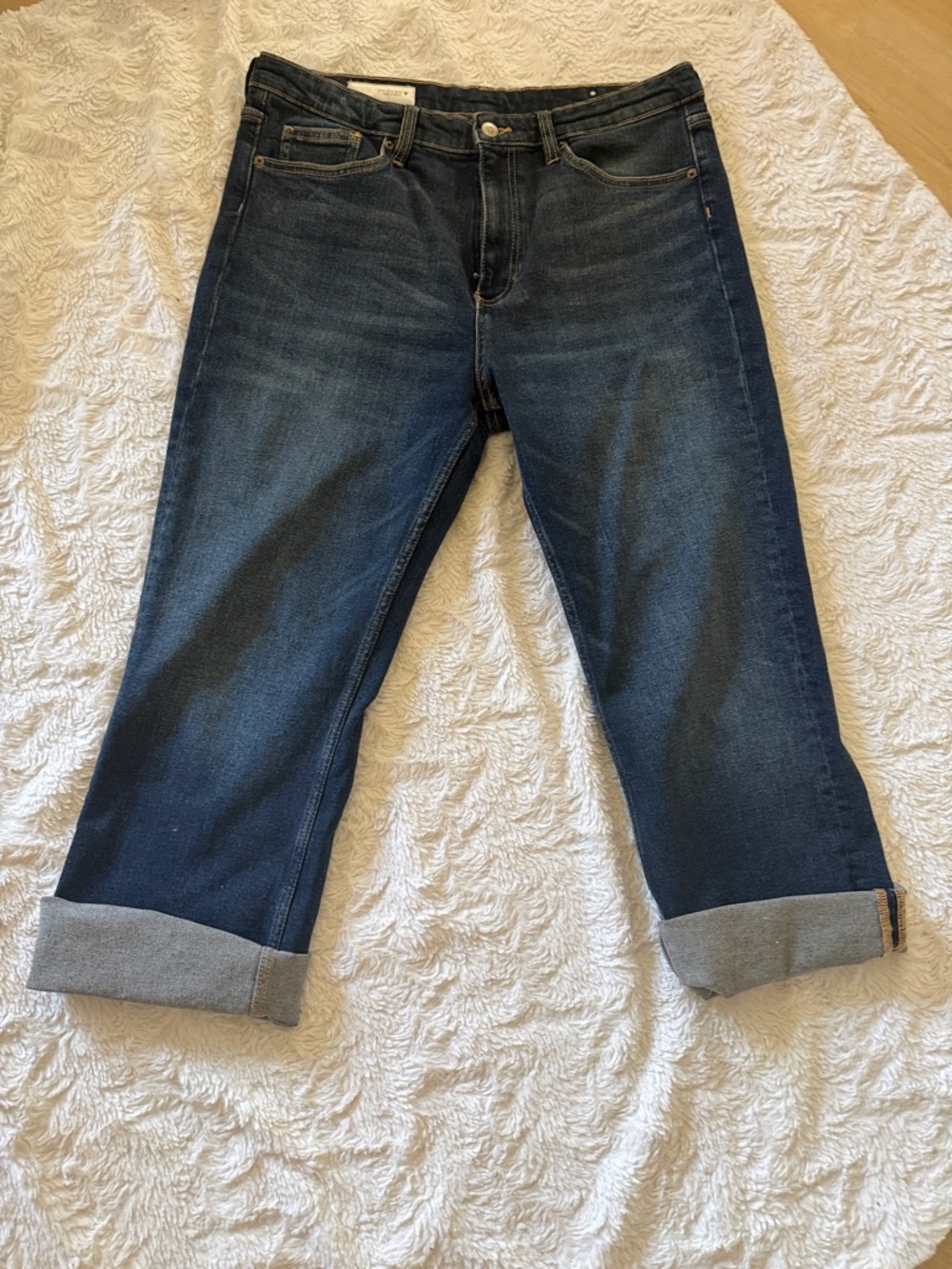 Zara Dark Blue Cropped Ankle Jeans